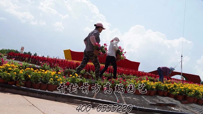 康巴什區(qū)雙駒廣場立體花壇-前方高端園藝